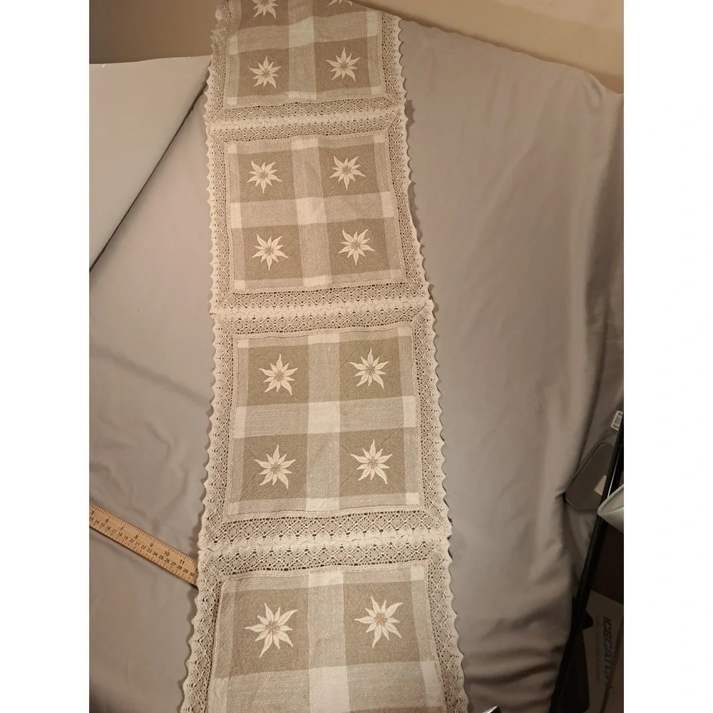 Table Runner 54 In X 14 In Linen Ubelhor Made In Austria edelweiss Flowers Cabin